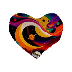 Ai Generated Moon Art Design Graphic Shape Standard 16  Premium Flano Heart Shape Cushions by Ravend