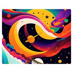 Ai Generated Moon Art Design Graphic Shape Premium Plush Fleece Blanket (medium) by Ravend