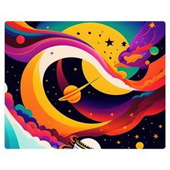 Ai Generated Moon Art Design Graphic Shape One Side Premium Plush Fleece Blanket (medium) by Ravend