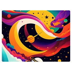 Ai Generated Moon Art Design Graphic Shape One Side Premium Plush Fleece Blanket (extra Small) by Ravend