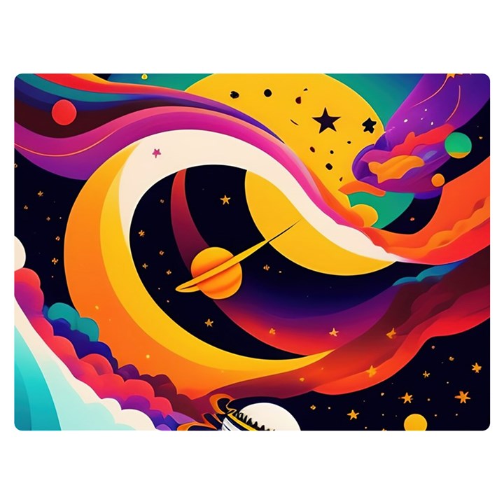 Ai Generated Moon Art Design Graphic Shape One Side Premium Plush Fleece Blanket (Extra Small)