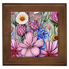 Broken And Budding Watercolor Flowers Framed Tile by GardenOfOphir