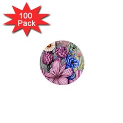 Broken And Budding Watercolor Flowers 1  Mini Magnets (100 Pack)  by GardenOfOphir