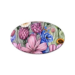 Broken And Budding Watercolor Flowers Sticker Oval (10 Pack) by GardenOfOphir