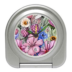 Broken And Budding Watercolor Flowers Travel Alarm Clock by GardenOfOphir