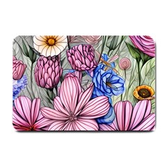 Broken And Budding Watercolor Flowers Small Doormat by GardenOfOphir