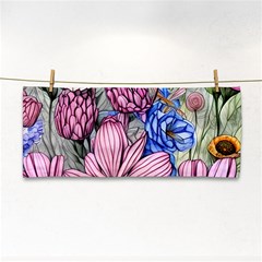 Broken And Budding Watercolor Flowers Hand Towel by GardenOfOphir