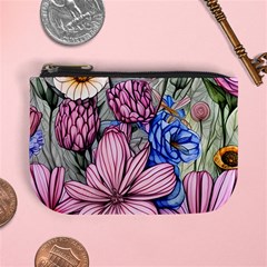 Broken And Budding Watercolor Flowers Mini Coin Purse by GardenOfOphir