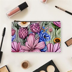 Broken And Budding Watercolor Flowers Cosmetic Bag (medium)