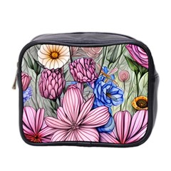 Broken And Budding Watercolor Flowers Mini Toiletries Bag (two Sides) by GardenOfOphir