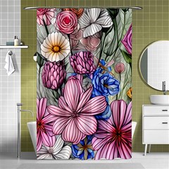 Broken And Budding Watercolor Flowers Shower Curtain 48  X 72  (small)  by GardenOfOphir