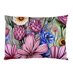 Broken And Budding Watercolor Flowers Pillow Case (two Sides) by GardenOfOphir