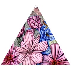 Broken And Budding Watercolor Flowers Wooden Puzzle Triangle by GardenOfOphir