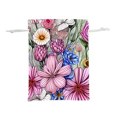 Broken And Budding Watercolor Flowers Lightweight Drawstring Pouch (l) by GardenOfOphir