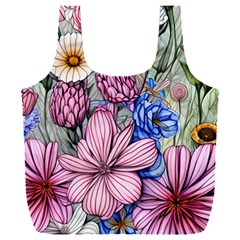 Broken And Budding Watercolor Flowers Full Print Recycle Bag (xxl) by GardenOfOphir