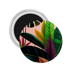 Ai Generated Tropical Leaves Foliage Wallpaper 2 25  Magnets by Ravend