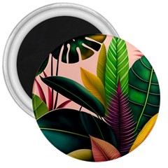 Ai Generated Tropical Leaves Foliage Wallpaper 3  Magnets by Ravend