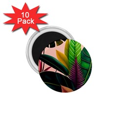 Ai Generated Tropical Leaves Foliage Wallpaper 1 75  Magnets (10 Pack)  by Ravend