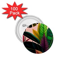 Ai Generated Tropical Leaves Foliage Wallpaper 1 75  Buttons (100 Pack)  by Ravend