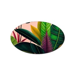 Ai Generated Tropical Leaves Foliage Wallpaper Sticker (oval) by Ravend