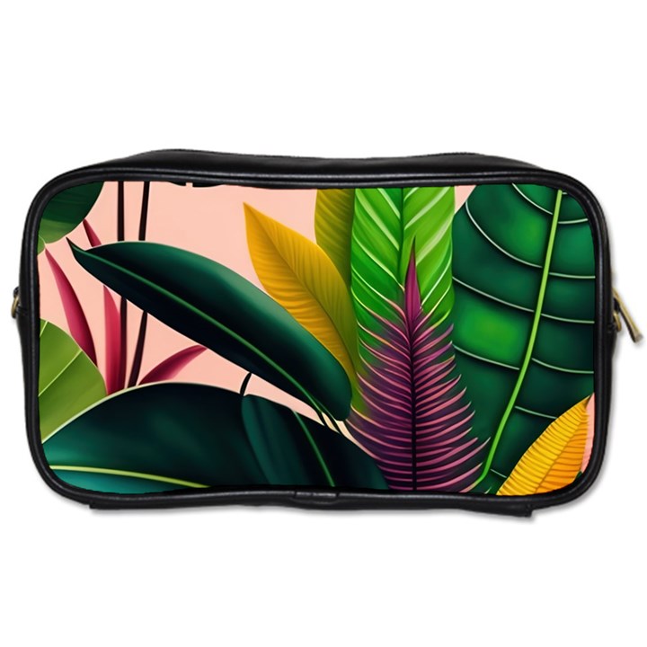 Ai Generated Tropical Leaves Foliage Wallpaper Toiletries Bag (One Side)