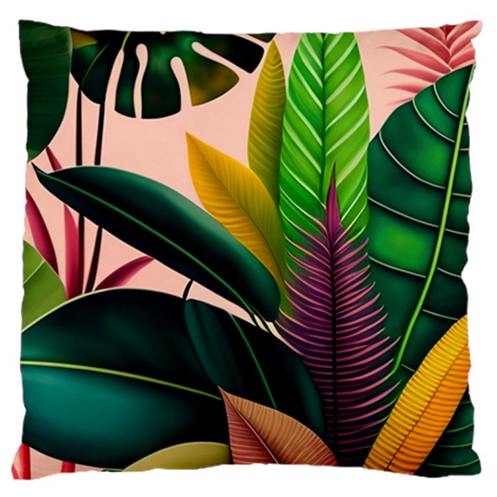 Ai Generated Tropical Leaves Foliage Wallpaper Large Cushion Case (One Side)