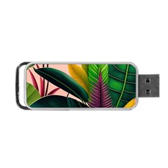 Ai Generated Tropical Leaves Foliage Wallpaper Portable Usb Flash (one Side) by Ravend