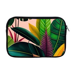 Ai Generated Tropical Leaves Foliage Wallpaper Apple Macbook Pro 17  Zipper Case by Ravend