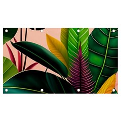 Ai Generated Tropical Leaves Foliage Wallpaper Banner And Sign 7  X 4  by Ravend