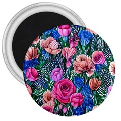 Bright And Brilliant Watercolor Flowers 3  Magnets by GardenOfOphir