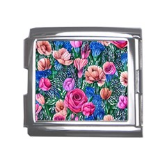 Bright And Brilliant Watercolor Flowers Mega Link Italian Charm (18mm) by GardenOfOphir