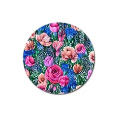 Bright And Brilliant Watercolor Flowers Magnet 3  (round) by GardenOfOphir