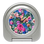 Bright And Brilliant Watercolor Flowers Travel Alarm Clock Front