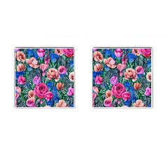 Bright And Brilliant Watercolor Flowers Cufflinks (square) by GardenOfOphir