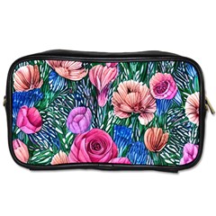 Bright And Brilliant Watercolor Flowers Toiletries Bag (one Side) by GardenOfOphir