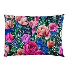 Bright And Brilliant Watercolor Flowers Pillow Case (two Sides) by GardenOfOphir