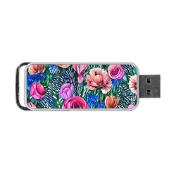 Bright And Brilliant Watercolor Flowers Portable Usb Flash (two Sides) by GardenOfOphir