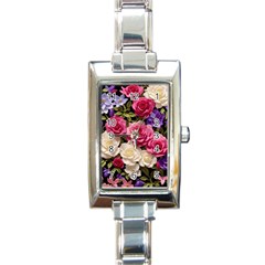 Ai Generated Roses Flowers Petals Bouquet Wedding Rectangle Italian Charm Watch by Ravend