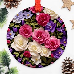 Ai Generated Roses Flowers Petals Bouquet Wedding Ornament (round) by Ravend