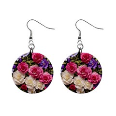 Ai Generated Roses Flowers Petals Bouquet Wedding Mini Button Earrings by Ravend