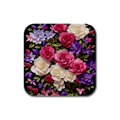 Ai Generated Roses Flowers Petals Bouquet Wedding Rubber Square Coaster (4 Pack) by Ravend