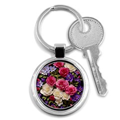 Ai Generated Roses Flowers Petals Bouquet Wedding Key Chain (round) by Ravend