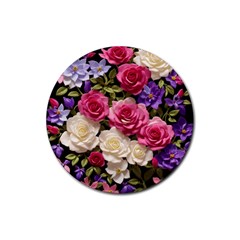 Ai Generated Roses Flowers Petals Bouquet Wedding Rubber Coaster (round) by Ravend