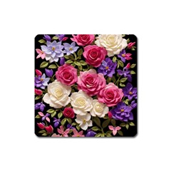 Ai Generated Roses Flowers Petals Bouquet Wedding Square Magnet by Ravend