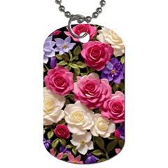 Ai Generated Roses Flowers Petals Bouquet Wedding Dog Tag (one Side) by Ravend