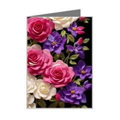 Ai Generated Roses Flowers Petals Bouquet Wedding Mini Greeting Card by Ravend