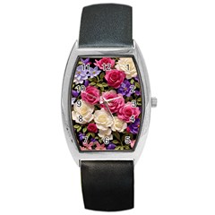 Ai Generated Roses Flowers Petals Bouquet Wedding Barrel Style Metal Watch by Ravend