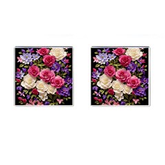 Ai Generated Roses Flowers Petals Bouquet Wedding Cufflinks (square) by Ravend