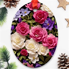 Ai Generated Roses Flowers Petals Bouquet Wedding Oval Ornament (two Sides) by Ravend