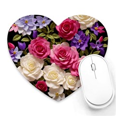 Ai Generated Roses Flowers Petals Bouquet Wedding Heart Mousepad by Ravend